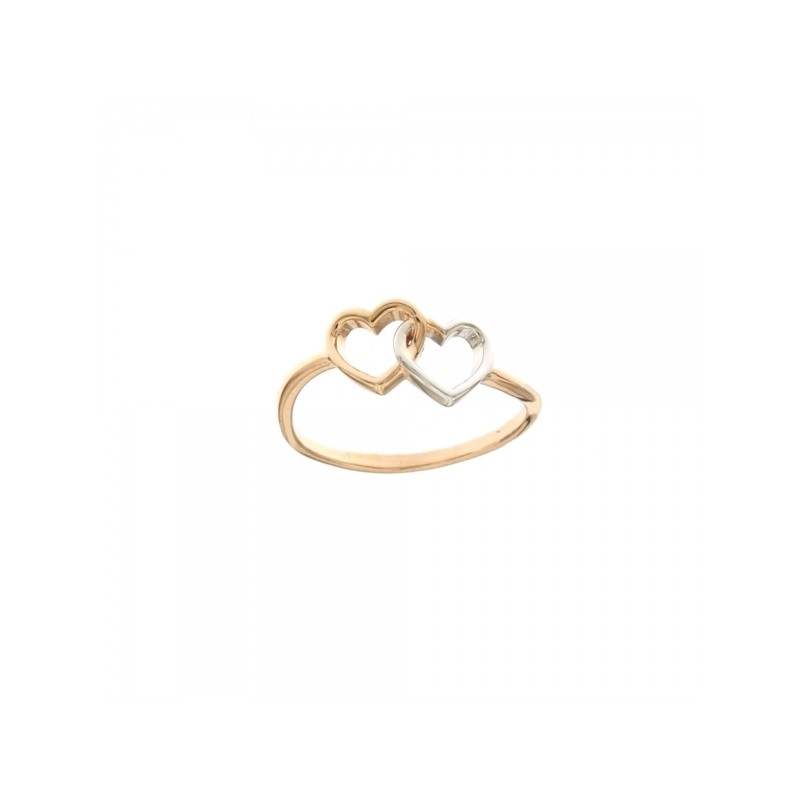 Anello con cuori intrecciati in oro rosa e bianco 18k 750/1000 da donna