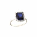 White gold 18k 750/1000 rectangular blue quartz woman ring