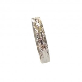 Anello a fascia in oro bianco 18 Kt 750/1000 lucido e diamantato unisex