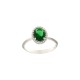 White gold 18k 750/1000 Oval green stone and white cubic zirconia woman ring