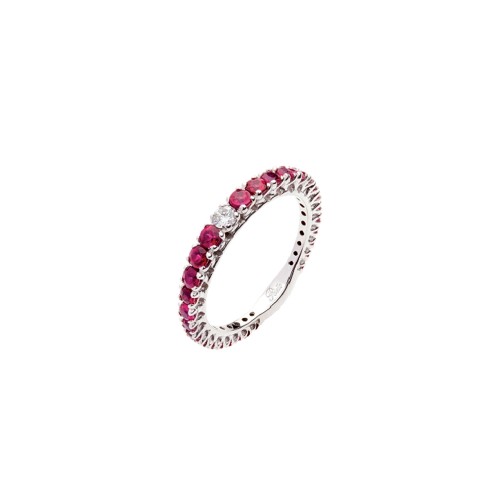 White gold 18k with diamonds and rubies Polello woman ring