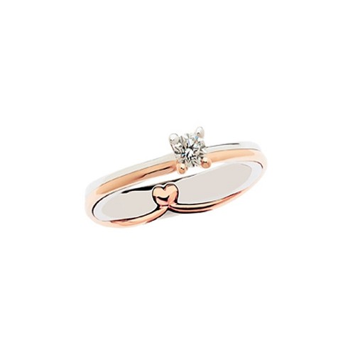 White and rose gold 0.10k diamond Solitaire ring Polello