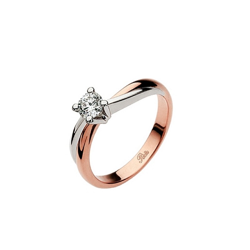 Rose gold 18k and platinum with diamond 0.30 Kt woman Solitaire ring Polello