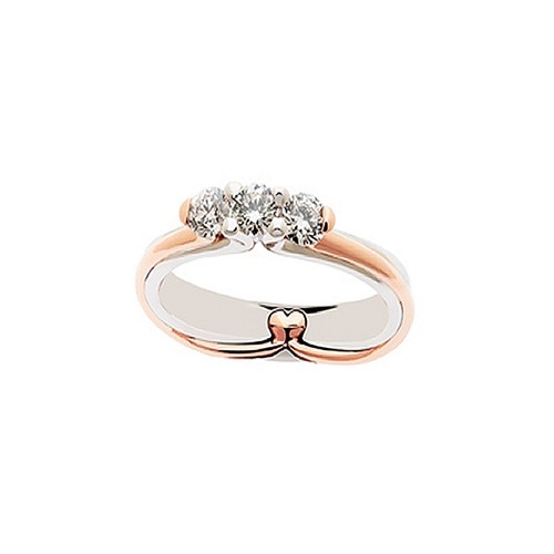 White and rose gold 18k with diamonds 0.30Ct Trilogy woman ring