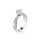 White and rose gold 18k with diamonds Solitaire woman ring Polello