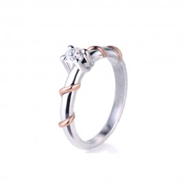 Solitario in bianco e rosa 18Kt con diamante 0.10 Ct da donna Polello