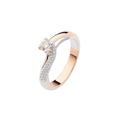 Anello solitario in oro bianco e rosa 18 Kt con diamanti da donna Polello G2903BR1