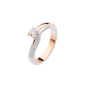White and rose gold 18k diamonds Ct 0.20+0.13 Solitaire woman ring Polello
