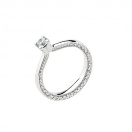 White gold 18k with diamonds 0.20+0.18 Ct Polello solitaire ring