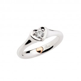 Anello solitario in oro bianco con cuore rosa 18 Kt da donna Polello G2886BR1