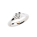 White gold 18k with rose gold heart Polello solitaire ring G2886BR1