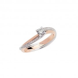 White and rose gold 18k Polello solitaire woman ring G2884BR