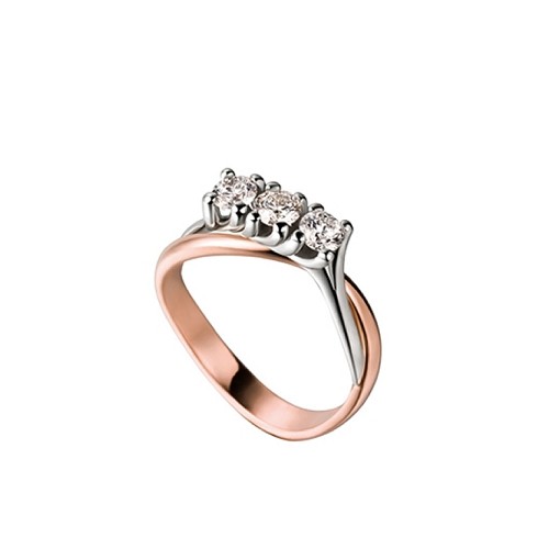 White and rose gold 18k diamonds 0.30 Ct trilogy Polello ring G2483BR