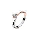 White and rose gold 18k 750/1000 diamond 0.18 Ct Solitaire woman ring