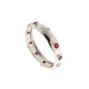 White gold 18k 750/1000 white and red cubic zirconia, Rosary ring