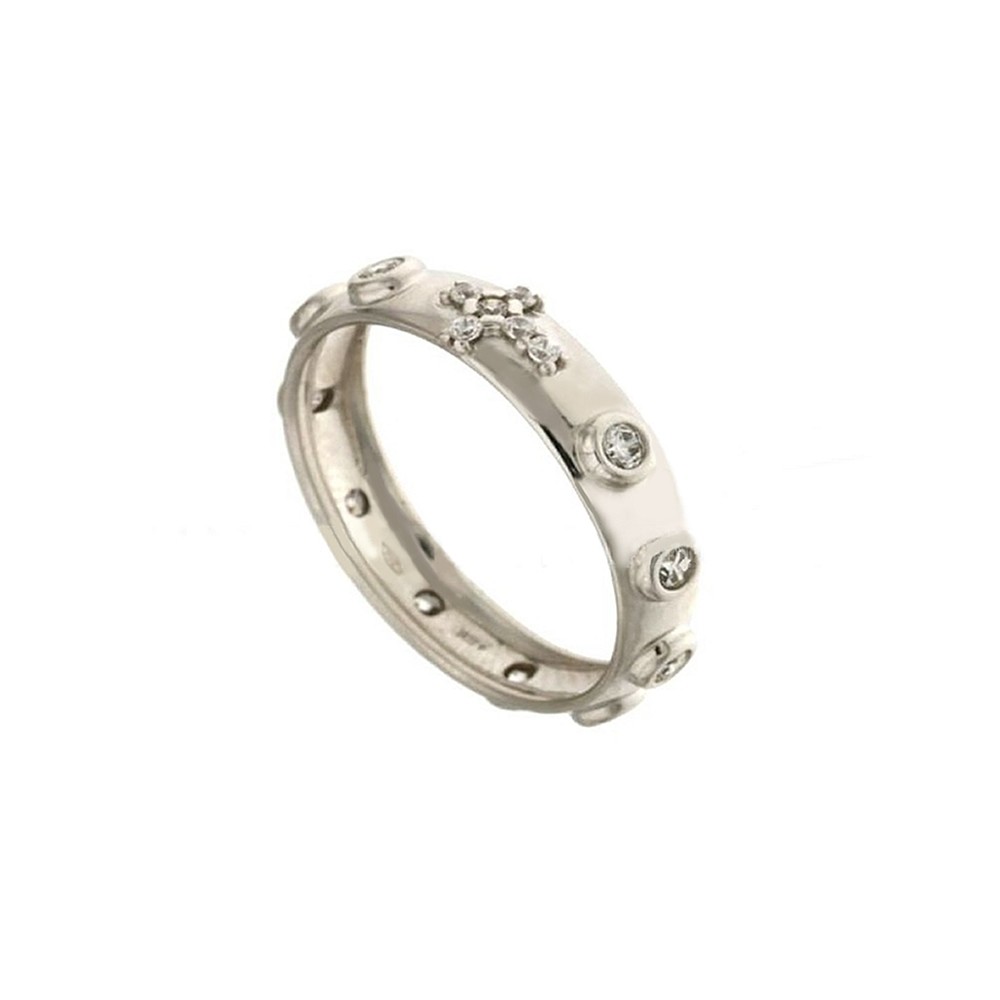 VERDE Gioielli anello rosario con pietre bianche in oro 750%  A1992B  € 142,00 