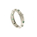 White gold 18kt 750/1000 white and green cubic zirconia Rosary woman ring