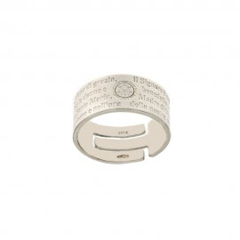 Anello in oro bianco 18 Kt 750/1000 con preghiera dell'Ave Maria incisa