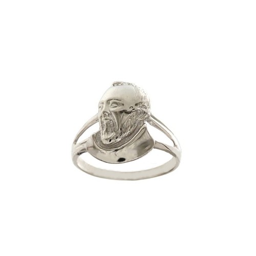 White gold 18k 750/1000 with Padre Pio shiny ring