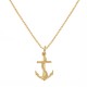 Yellow gold 18k 750/1000 anchor pendant unisex necklace