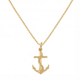 Yellow gold 18k 750/1000 anchor pendant shiny unisex necklace