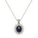 White gold 18k blue oval stone and white cubic zirconia woman necklace
