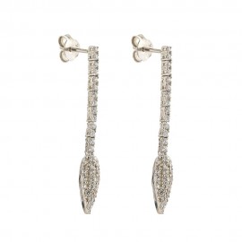 White gold 18 Kt 750/1000 white cubic zirconia dangling earrings