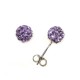 White gold 18k with purple crystals spheres earrings