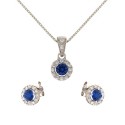 White gold 18kt 750/1000 blue and white stones woman set