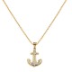 Yellow and white gold 18k 750/1000 with anchor shaped pendant unisex necklace