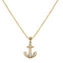 Yellow and white gold 18k 750/1000 with anchor shaped pendant man necklace