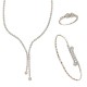Parure da sposa in oro bianco 18 Kt 750/1000 stile Tennis con pendenti a goccia e zirconi bianchi