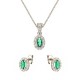 White gold 18k green stone and white cubic zirconia woman set