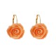 Authentic coral and yellow gold 18k 750/1000 leverback closure rose shaped woman earrings
