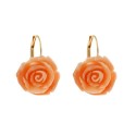 Yellow gold 18k 750/1000 rose coral shaped woman earrings