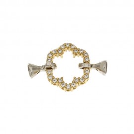 White and yellow gold 18k 750/1000 with white cubic zirconia flower shaped closure