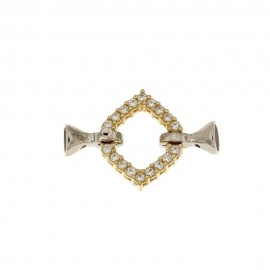 White and yellow gold 18k 750/1000 with white cubic zirconia rhombus shaped closure