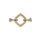 White and yellow gold 18k 750/1000 with white cubic zirconia rhombus shaped closure