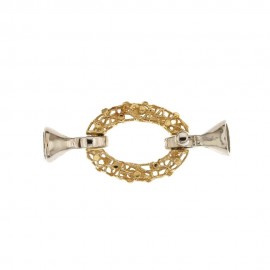 White and yellow gold 18k 750/1000 openworked oval shaped closure
