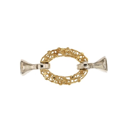 White and yellow gold 18k 750/1000 openworked oval shaped closure