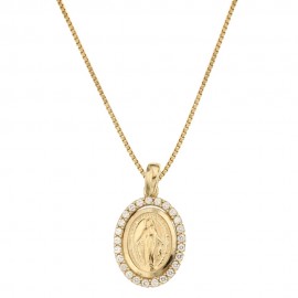 Collana in oro giallo 18 Kt 750/1000 con Madonna Miracolosa da donna