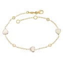 Yellow and white gold 18k 750/1000 with hearts and white cubic zirconia woman bangle