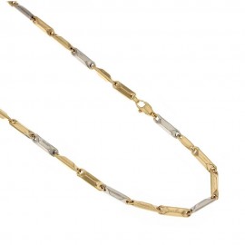 18k White and yellow gold prisma link chain thickness 0.12 inch man chain