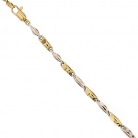 White and yellow gold 18k 750/1000 marina chain length 8.27 inch man bracelet