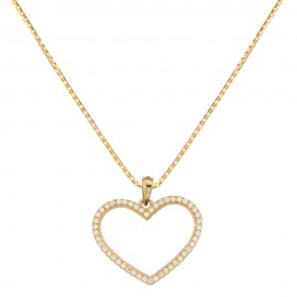 18k Yellow gold with heart shaped pendant woman necklace