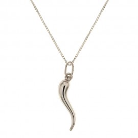 18k White gold horn shaped pendant woman necklace