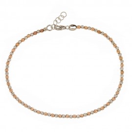 Bracciale in oro bianco e rosa 18 Kt 750/1000 a sfere martellate da donna