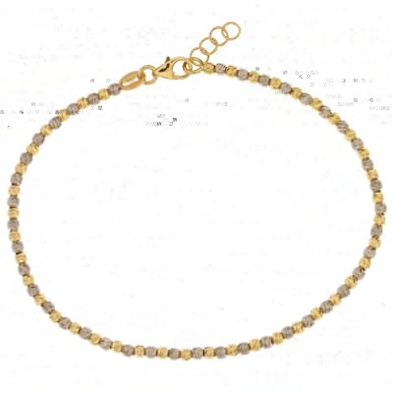 Bracciale in oro bianco e giallo 18 Kt 750/1000 a sfere martellate da donna