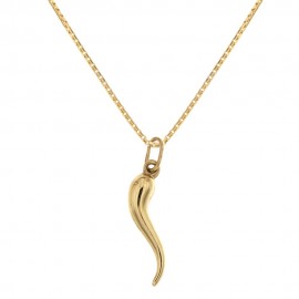 Collana in oro giallo 18 Kt 750/1000 con pendente a forma di corno napoletano da donna