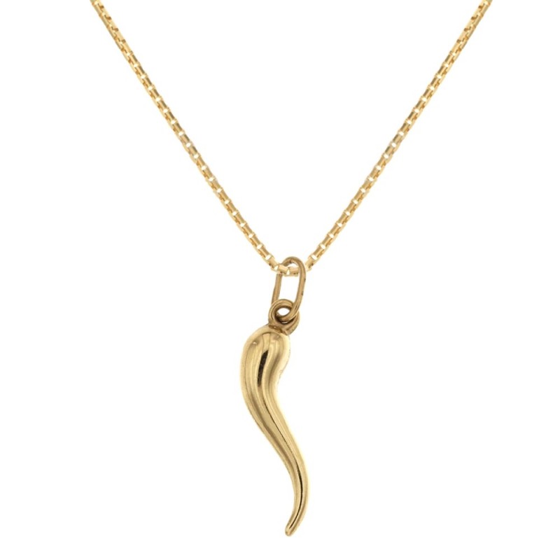 18k Yellow gold horn shaped pendant woman necklace